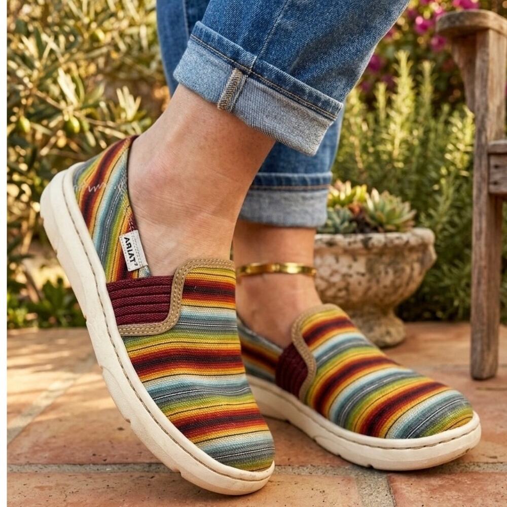 Ariat Ryder Slip On Shoes Womens 8B Old Muted Serape Striped Casual